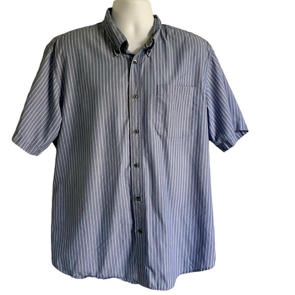 Basic Edition Casual Striped Short Sleeve Button Down Shirt Mens XL